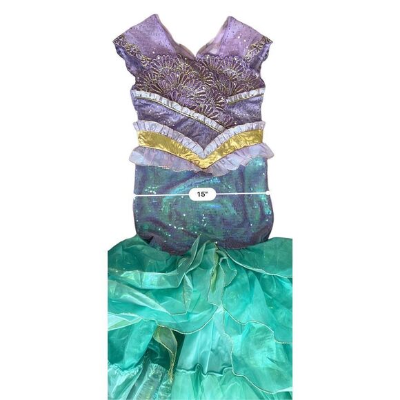 Disney Deluxe Little Mermaid Ariel Costume Halloween Cosplay Pretend 12 Fantasy - Picture 6 of 10